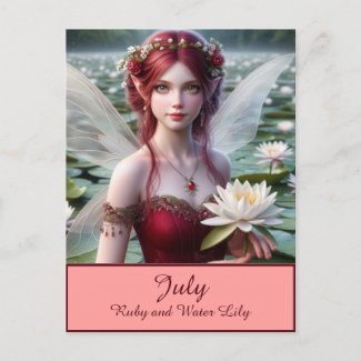 Beautiful July Fairy in Water Lilies