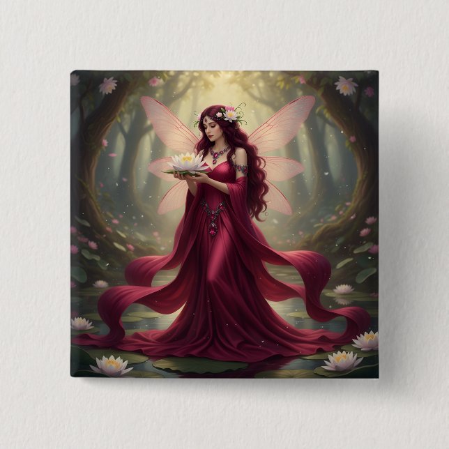 Beautiful July Ruby Fairy Button (Front)