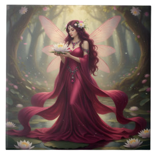 Beautiful July Ruby Fairy Ceramic Tile