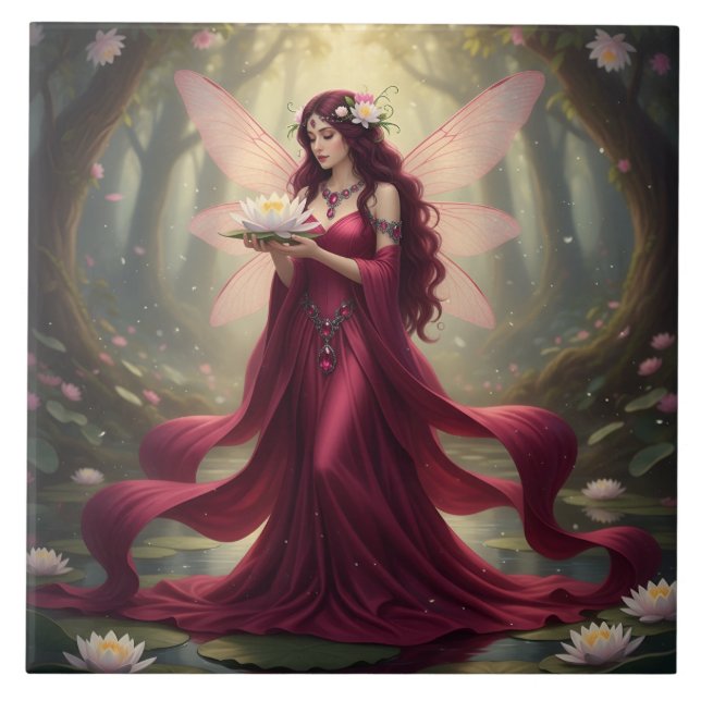 Beautiful July Ruby Fairy Ceramic Tile (Front)