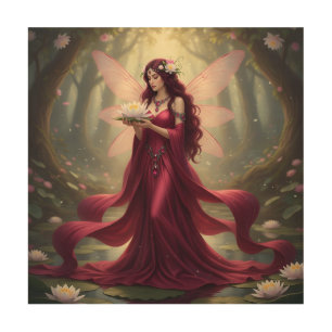 Beautiful July Ruby Fairy Wood Wall Art