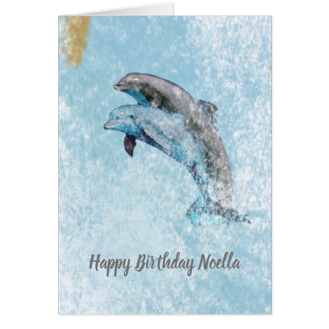 Beautiful Jumping Dolphins Art Happy Cards (Front)