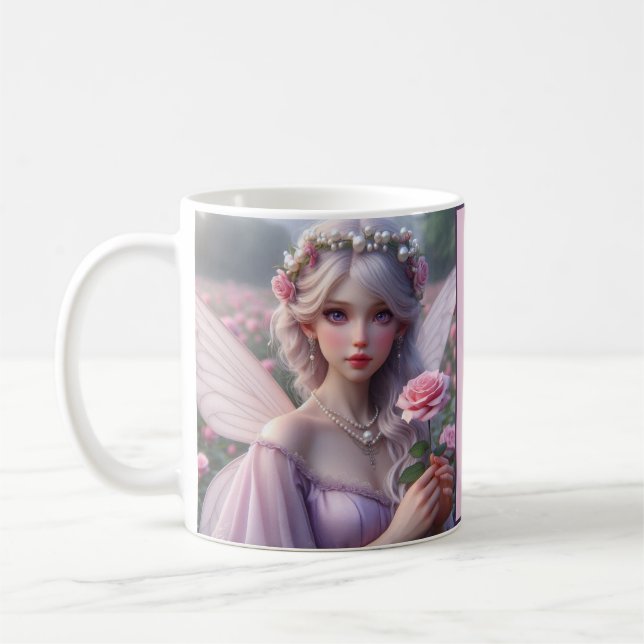 Beautiful June Fairy in Roses Coffee Mug (Left)