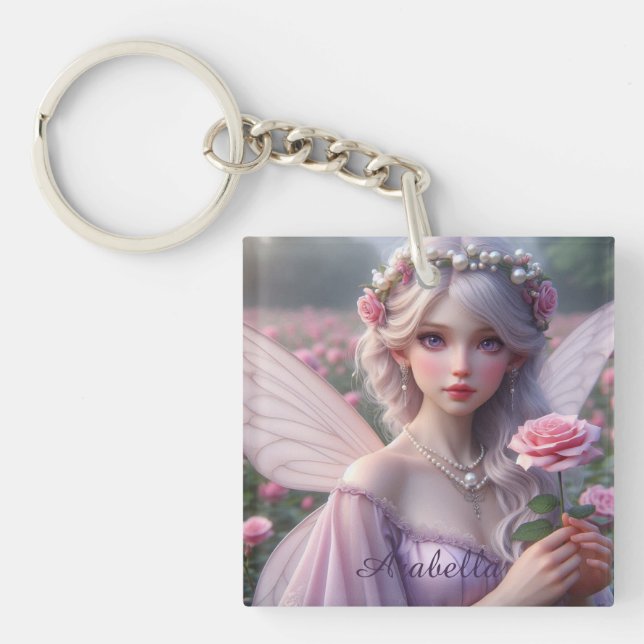 Beautiful June Fairy in Roses Keychain (Front)