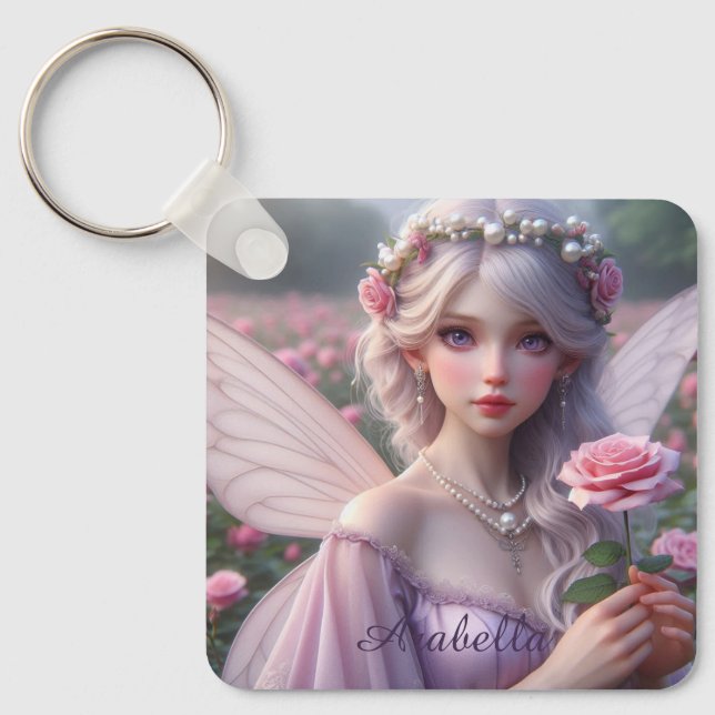 Beautiful June Fairy in Roses Keychain (Front)