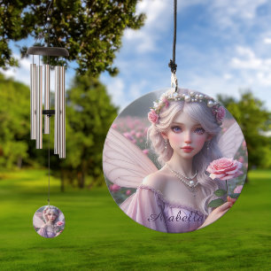 Beautiful June Fairy in Roses Wind Chime