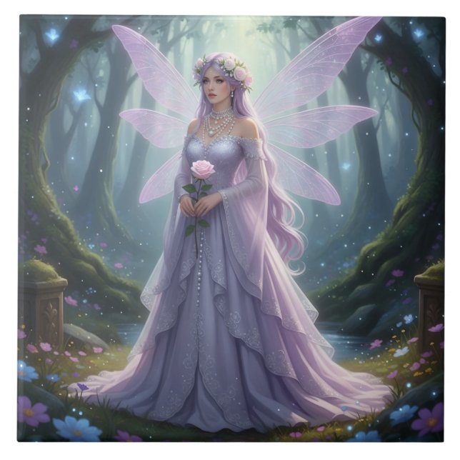 Beautiful June Pearl Fairy Ceramic Tile (Front)