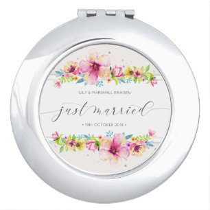 Beautiful Just Married Wedding Compact Mirror