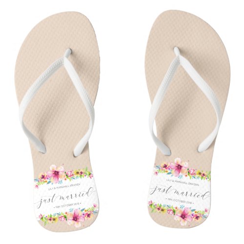 Beautiful Just Married Wedding  Flip Flops