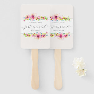 Beautiful Just Married Wedding Hand Fans