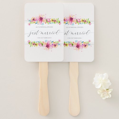 Beautiful Just Married Wedding  Hand Fans