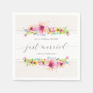 Beautiful Just Married Wedding   Paper Napkin