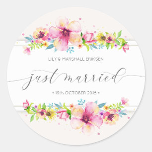 Beautiful Just Married Wedding Sticker Seal