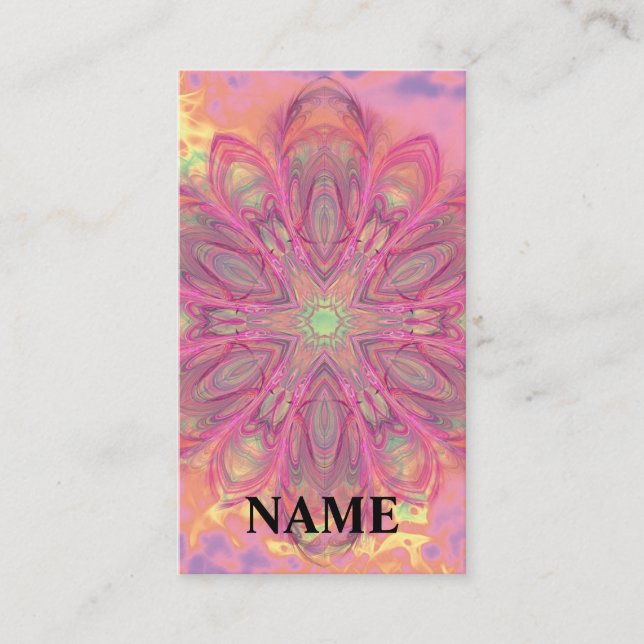Beautiful kaleidoscope in pink with texture business card (Front)