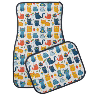  Beautiful kawaii cats, playing with toys white ba Car Floor Mat
