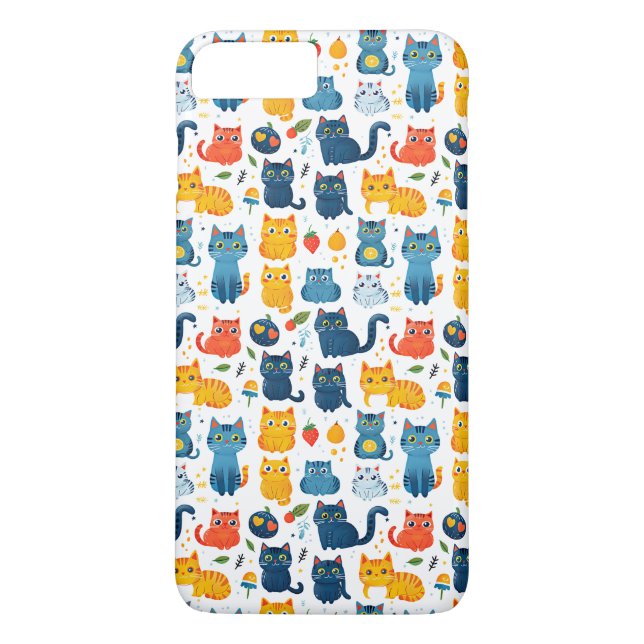  Beautiful kawaii cats, playing with toys white ba Case-Mate iPhone Case (Back)