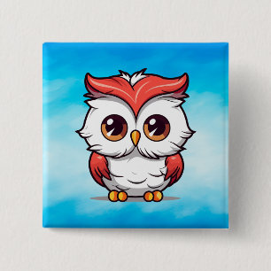 Beautiful Kawaii Style Owl Cartoon Button