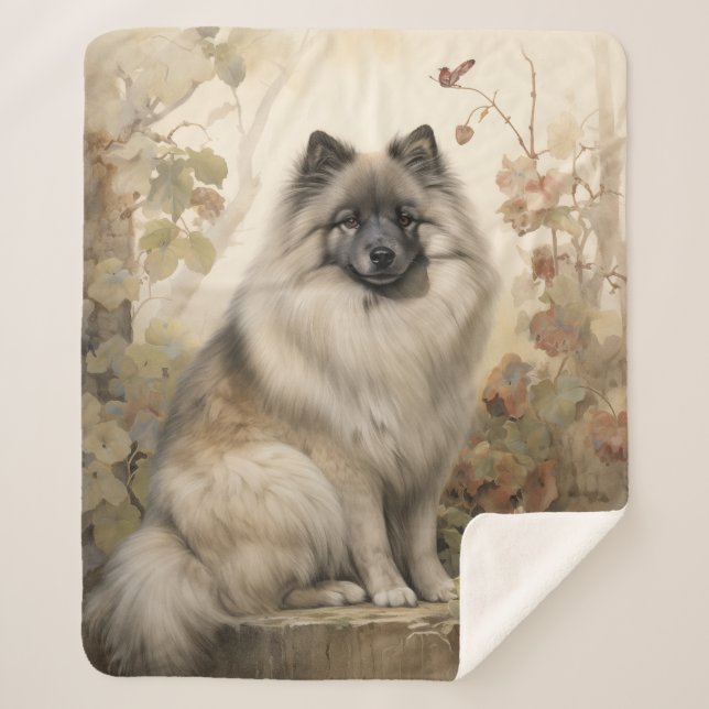Beautiful Keeshond – Loyal & Cheerful Sherpa Blanket (Front)