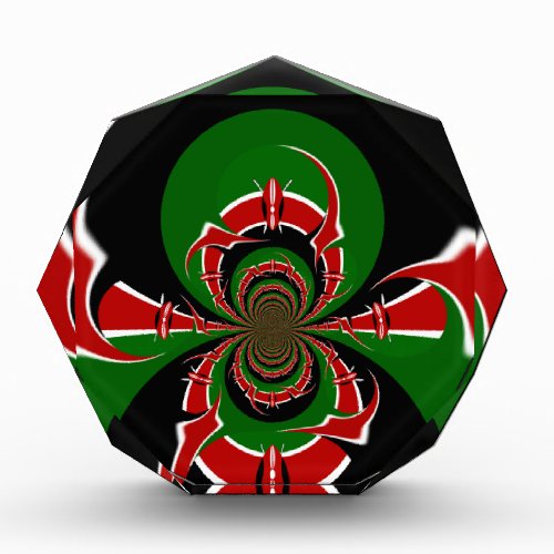 Beautiful Kenya Black Red Green Color Design Flag Acrylic Award
