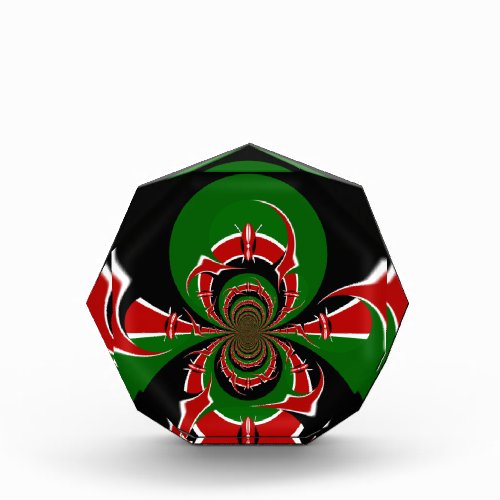 Beautiful Kenya Black Red Green Color Design Flag Award
