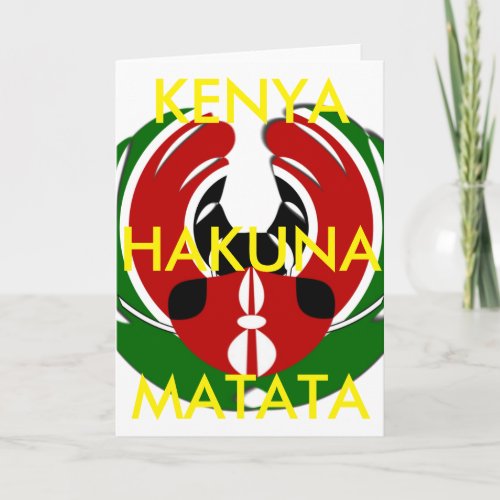 Beautiful Kenya Black Red Green Color Design Flag Card