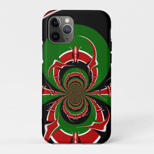 Beautiful Kenya Black Red Green Color Design Flag iPhone 11 Pro Case