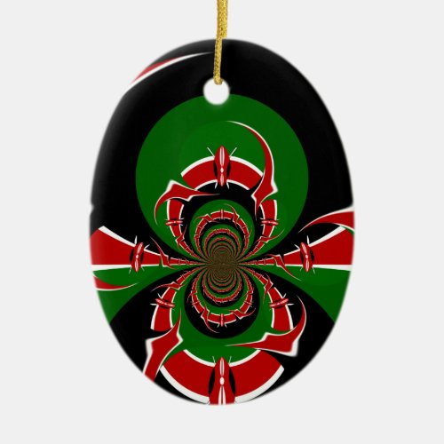 Beautiful Kenya Black Red Green Color Design Flag Ceramic Ornament