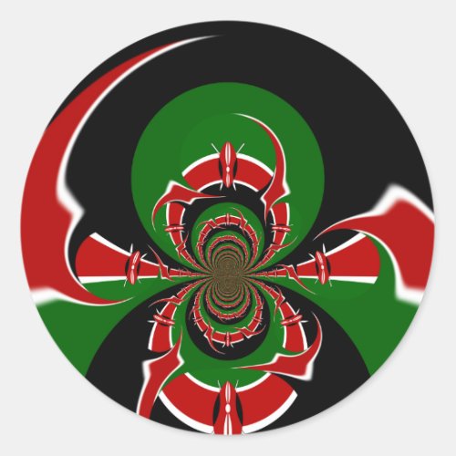 Beautiful Kenya Black Red Green Color Design Flag Classic Round Sticker