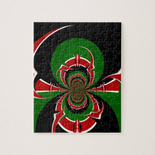 Beautiful Kenya Black Red Green Color Design Flag Jigsaw Puzzle
