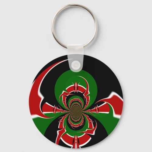 Beautiful Kenya Black Red Green Color Design Flag Keychain