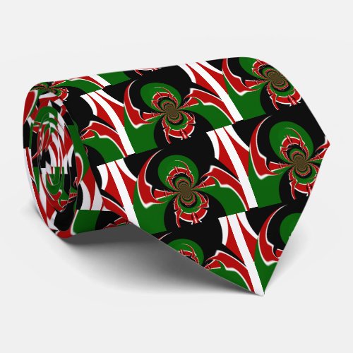Beautiful Kenya Black Red Green Color Design Flag Neck Tie