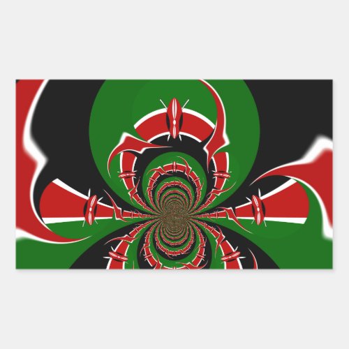 Beautiful Kenya Black Red Green Color Design Flag Rectangular Sticker
