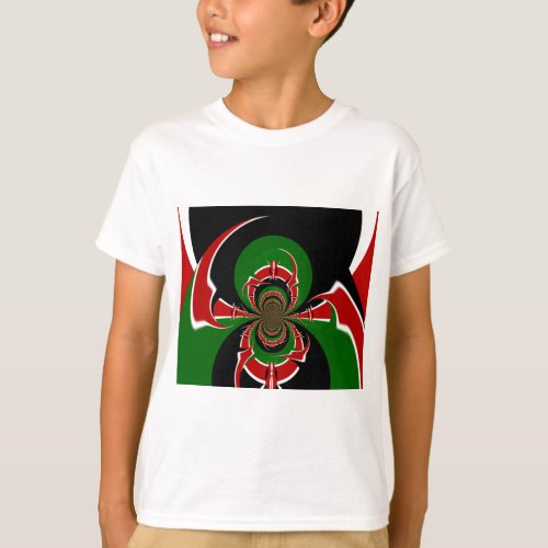 Beautiful Kenya Black Red Green Color Design Flag T_Shirt