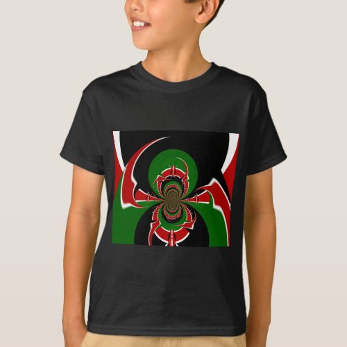Beautiful Kenya Black Red Green Color Design Flag T_Shirt