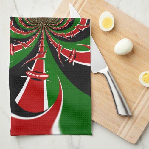 Beautiful Kenya Black Red Green Color Design Flag Towel