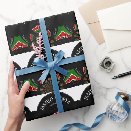 Beautiful Kenya Black Red Green Color Design Flag Wrapping Paper