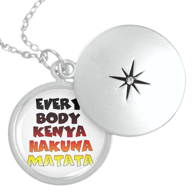 Beautiful Kenya Colorful Amazing Text Quote Design Locket Necklace (Front)