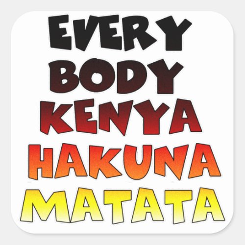 Beautiful Kenya Colorful Amazing Text Quote Design Square Sticker