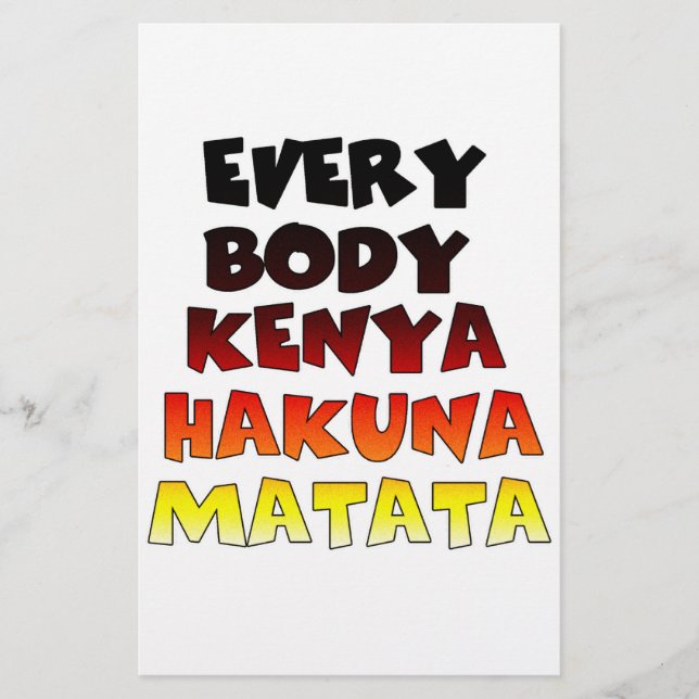 Beautiful Kenya Colorful Amazing Text Quote Design Stationery (Front)