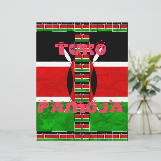 Beautiful Kenya Flag Tuko Pamoja Inspirational   (Standing Front)