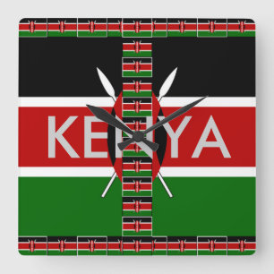 Beautiful Kenya Seamless Flags border frames Square Wall Clock