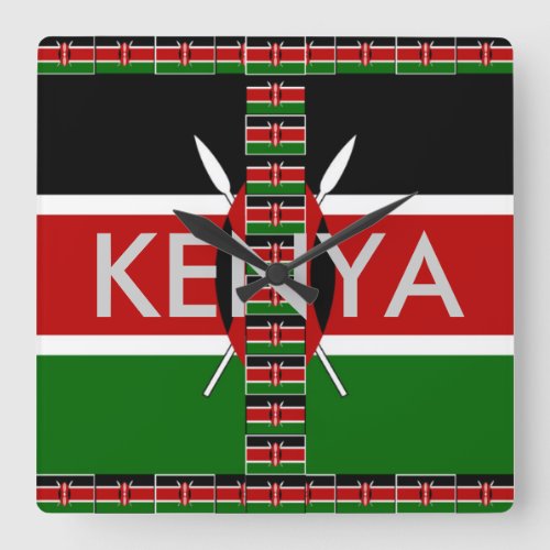 Beautiful Kenya Seamless Flags border frames Square Wall Clock