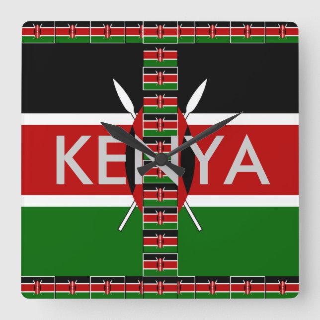 Beautiful Kenya Seamless Flags border frames Square Wall Clock (Front)
