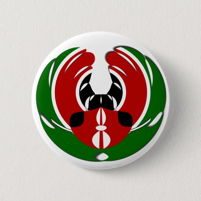 Beautiful Kenya Tapestry: Kenyan Flag Butterfly Mo Button (Front)
