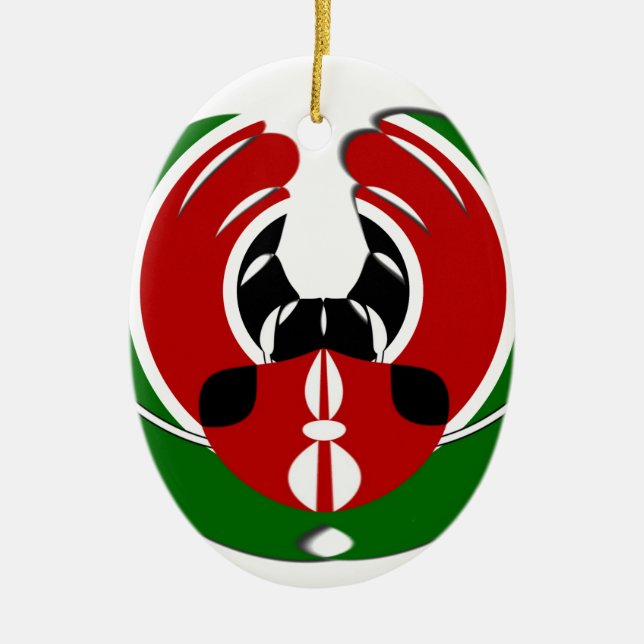 Beautiful Kenya Tapestry: Kenyan Flag Butterfly Mo Ceramic Ornament (Front)