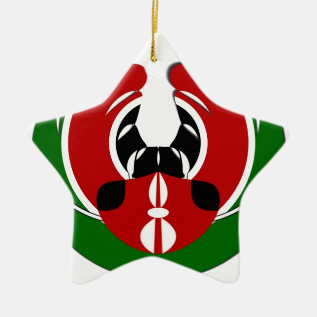 Beautiful Kenya Tapestry: Kenyan Flag Butterfly Mo Ceramic Ornament (Front)