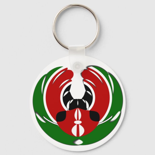 Beautiful Kenya Tapestry: Kenyan Flag Butterfly Mo Keychain (Front)