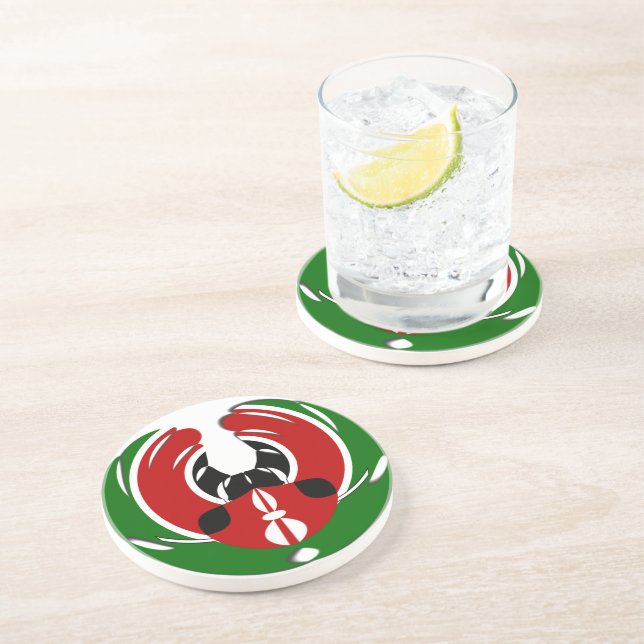 Beautiful Kenya Tapestry: Kenyan Flag Butterfly Mo Sandstone Coaster (Side)