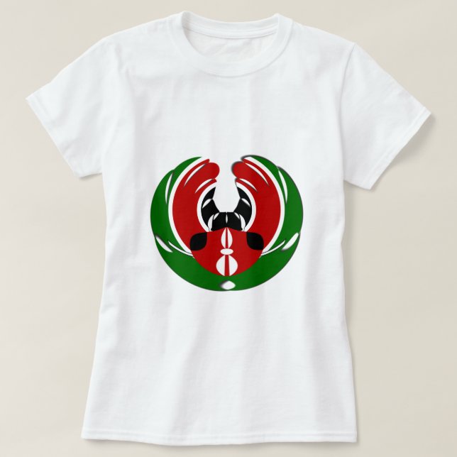 Beautiful Kenya Tapestry: Kenyan Flag Butterfly Mo T-Shirt (Design Front)