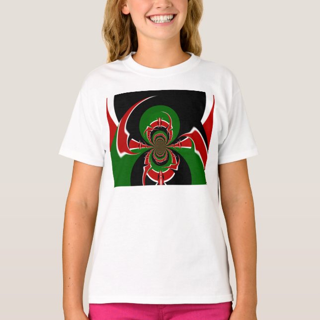 Beautiful Kenya Tapestry: Kenyan Flag Butterfly Mo T-Shirt (Front)